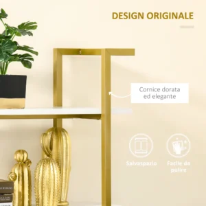 HOMCOM Βιβλιοθήκη με 4 Ανυψωμένα και Πολλαπλών Επιπέδων, σε MDF και Ατσάλι, 92x35x152cm 838-112WT - Image 3