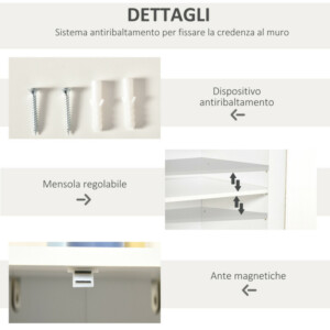 HOMCOM Μοντέρνος Ξύλινος Μπουφές, Ντουλάπα Πολλαπλών Χρήσεων για Σαλόνι ή Υπνοδωμάτιο, 60x40x80cm 838-124 - Image 3