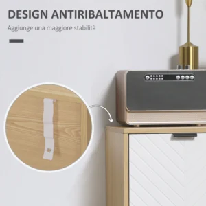 HOMCOM Μοντέρνα έπιπλα πολλαπλών χρήσεων από μοριοσανίδες και ξύλο πεύκου με ρυθμιζόμενο εσωτερικό ράφι σε 3 επίπεδα, 77x35x77,5 cm 838-155 - Image 5