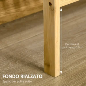 HOMCOM 3-επίπεδο ντουλάπι πολλαπλών χρήσεων Μπαμπού εξοικονόμησης χώρου για Μπάνιο και Σαλόνι, 62x33x80cm 838-204 - Image 4