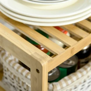 HOMCOM 3-επίπεδο ντουλάπι πολλαπλών χρήσεων Μπαμπού εξοικονόμησης χώρου για Μπάνιο και Σαλόνι, 62x33x80cm 838-204 - Image 5