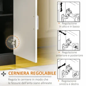 HOMCOM Ντουλάπι με Συρτάρι και Ρυθμιζόμενο Ράφι για Κουζίνα, Σαλόνι και Διάδρομο, MDF, 60x40x90cm, Λευκό και Μαύρο 838-219 - Image 5