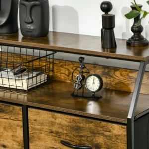 Συρταριέρα HOMCOM με 5 Πτυσσόμενα συρτάρια από ύφασμα Industrial Style, 83,5x29x87cm, Καφέ 838-298V00RB - Image 6