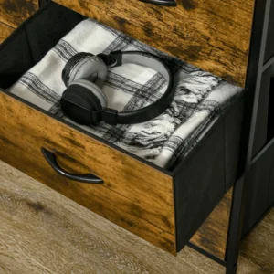 Συρταριέρα HOMCOM με 5 Πτυσσόμενα συρτάρια από ύφασμα Industrial Style, 83,5x29x87cm, Καφέ 838-298V00RB - Image 7