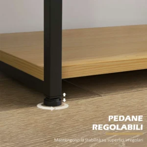 Βιβλιοθήκη HOMCOM 10 επιπέδων, βιομηχανικό στυλ από μοριοσανίδα και ατσάλι, 111,5x32x170 cm 838-375V00ND - Image 5