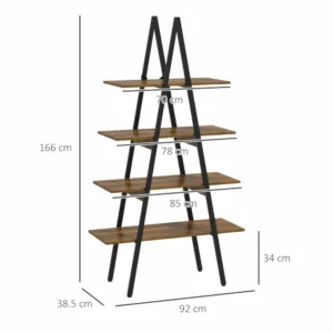 Ράφι βιβλιοθήκης HOMCOM 4 επιπέδων από νοβοπάν και Α-ατσάλι 838-378V00RB - Image 2