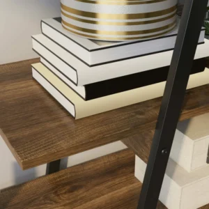 Ράφι βιβλιοθήκης HOMCOM 4 επιπέδων από νοβοπάν και Α-ατσάλι 838-378V00RB - Image 6