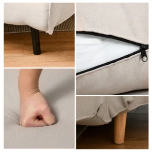 HOMCOM 3 σε 1 πολυθρόνα κρεβάτι με ανακλινόμενη πλάτη σε 6 θέσεις, 94x78x80 cm, Μπεζ 839-023CW - Image 6