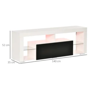 Ξύλινο Έπιπλο Τηλεόρασης με LED RGB Φωτισμό 140 x 35 x 52 cm HOMCOM 839-126V90BK - Image 2