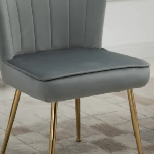 HOMCOM Σετ 2 Μοντέρνες και Επενδυμένες Καρέκλες για Σαλόνι ή Σαλόνι με Ταπετσαρία με Velvet Effect, 57x58x88cm - Γκρι 839-168GY - Image 6