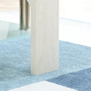 Τραπεζάκι σαλονιού HOMCOM μοντέρνο 2 επιπέδων από γυαλί και ξύλο, 90x50x42cm, λευκό 839-172WT - Image 7