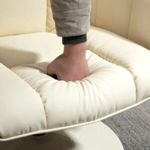 HOMCOM Relax Πολυθρόνα Ανακλινόμενη έως 135° με Περιστρεφόμενο Κάθισμα και Στήριγμα ποδιών Ottoman, 80x69x110cm, Κρέμα 839-201CW - Image 5