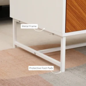 Τραπεζάκι σαλονιού HOMCOM με 2 συρτάρια και ανοιχτό διαμέρισμα σε ξύλο και μέταλλο, 100x50x40cm, λευκό και καφέ 839-251 - Image 5