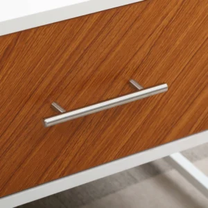 Τραπεζάκι σαλονιού HOMCOM με 2 συρτάρια και ανοιχτό διαμέρισμα σε ξύλο και μέταλλο, 100x50x40cm, λευκό και καφέ 839-251 - Image 6