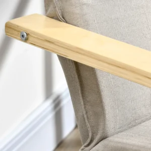 Πολυθρόνα HOMCOM Relax με Ottoman Footstool, Πολυθρόνα από ξύλο και ύφασμα λινό εφέ με μαξιλάρι προσκέφαλου, 67x69x100cm, Γκρι 839-382 - Image 5