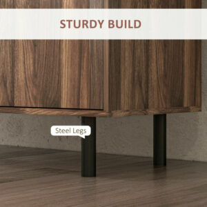 HOMCOM Μοντέρνος Μπουφές από ξύλο και μοριοσανίδα με 2 ντουλάπια και 3 συρτάρια, 127x40x76 cm, καφέ και μαύρο 839-545V81BN - Image 4