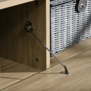 Έπιπλο τηλεόρασης HOMCOM 32-65 με αφαιρούμενο ράφι και ντουλάπι με πτερύγια MDF, 163x40x38 cm, χρώμα ξύλου και μαύρο 839-583V00AK - Image 5