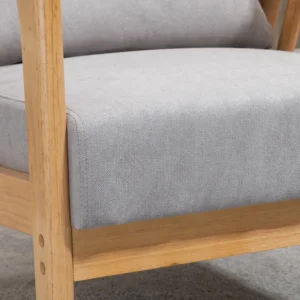 HOMCOM Μοντέρνα Πολυθρόνα με Βελούδινη Ταπετσαρία και Ξύλινη Κατασκευή, 68x75x78cm, Γκρι 839-593V00GY - Image 7