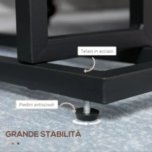 Τραπεζάκι σαλονιού HOMCOM μοριοσανίδα και ατσάλι με υφασμάτινη τσάντα αποθήκευσης Oxford, 49x19x55 cm, καφέ και μαύρο 839-609V00DR - Image 4