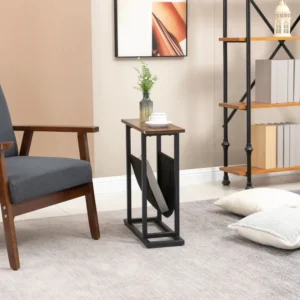 Τραπεζάκι σαλονιού HOMCOM μοριοσανίδα και ατσάλι με υφασμάτινη τσάντα αποθήκευσης Oxford, 49x19x55 cm, καφέ και μαύρο 839-609V00DR - Image 5