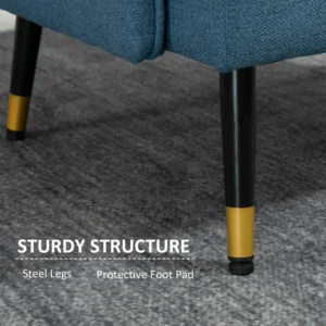 HOMCOM Μοντέρνα Πολυθρόνα για Σαλόνι και Υπνοδωμάτιο με Επενδυμένο Κάθισμα και Ύφασμα εφέ λινό, 76x68x80 cm, Μπλε 839-619V00DB - Image 3