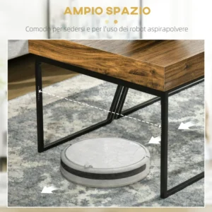 HOMCOM Σετ 2 Τραπεζάκια Σαλονιού σε μοριοσανίδα και ατσάλι, Μαύρο Τραπέζι 80x60x42 cm και Καφέ Τραπέζι 60x60x46 cm 839-746V00BK - Image 3