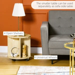 Σετ Στρογγυλά Nesting Τραπεζάκια Σαλονιού 60 x 47 cm 2 τμχ HOMCOM 839-810V00MX - Image 3