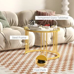 Σετ Στρογγυλά Nesting Τραπεζάκια Σαλονιού 60 x 47 cm 2 τμχ HOMCOM 839-810V00MX - Image 4