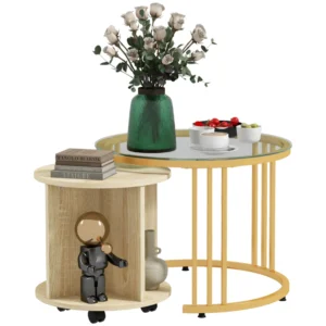 Σετ Στρογγυλά Nesting Τραπεζάκια Σαλονιού 60 x 47 cm 2 τμχ HOMCOM 839-810V00MX - Image 8