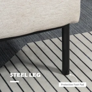 Πολυθρόνα HOMCOM Μοντέρνα Επίπλωση με Έξτρα Μαξιλάρι, σε ύφασμα λινό και ατσάλινο εφέ, 73x81x82 cm, Κρεμ Λευκό 839-827V00CW - Image 4