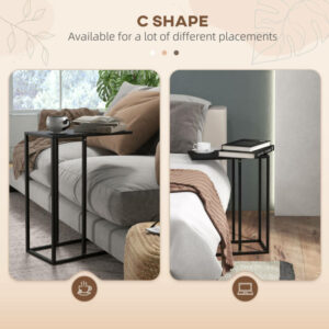 Τραπεζάκι σαλονιού HOMCOM High and Industrial σε σχήμα C από ατσάλι, 46x26x60 cm, μαύρο 839-840V00BK - Image 3