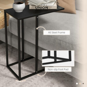 Τραπεζάκι σαλονιού HOMCOM High and Industrial σε σχήμα C από ατσάλι, 46x26x60 cm, μαύρο 839-840V00BK - Image 4