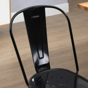 HOMCOM Σετ με 4 στοιβαζόμενες καρέκλες κουζίνας βιομηχανικού στυλ, 53x45x85cm, Μαύρο 83A-015V00BK - Image 6