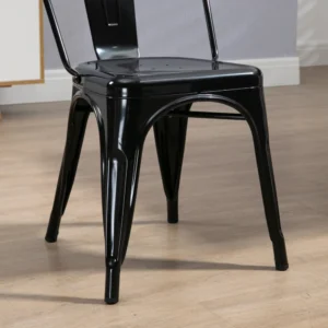 HOMCOM Σετ με 4 στοιβαζόμενες καρέκλες κουζίνας βιομηχανικού στυλ, 53x45x85cm, Μαύρο 83A-015V00BK - Image 7