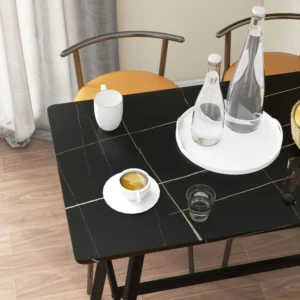 HOMCOM Ορθογώνιο Τραπέζι Bar για 4 Άτομα σε MDF και μέταλλο, 118x58x98 cm, Μαύρο 83A-029V00BK - Image 6