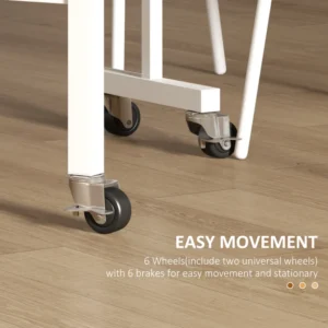 HOMCOM Μοντέρνο Πτυσσόμενο Τραπέζι με 2 Φύλλα με Ροδάκια από MDF και Ατσάλι, 120x80x73cm, Καφέ 83A-049V80AK - Image 4