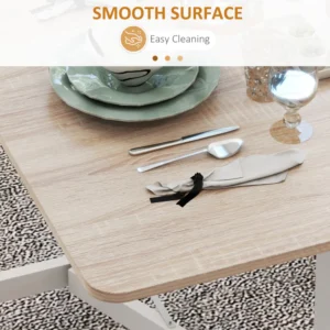 HOMCOM Μοντέρνο Πτυσσόμενο Τραπέζι με 2 Φύλλα με Ροδάκια από MDF και Ατσάλι, 120x80x73cm, Καφέ 83A-049V80AK - Image 5