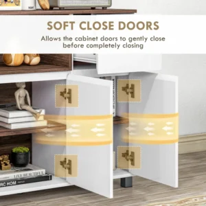 HOMCOM Μοντέρνος Ξύλινος Μπουφές Κουζίνας με Ντουλάπες, Συρτάρι και Ανοιχτό Διαμέρισμα, 105x39x83cm, Λευκό 83A-056V80WT - Image 4