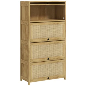 Ντουλάπι κουζίνας HOMCOM σε στυλ Boho με 4 πόρτες, από μοριοσανίδα και μπαστούνι, 70x32x132,8 cm 83A-059V00ND - Image 8