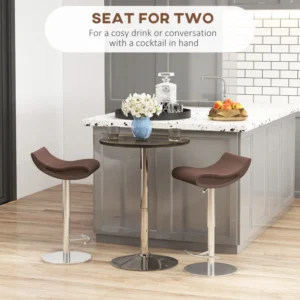 Τραπέζι HOMCOM High Bar με Ρυθμιζόμενο Ύψος, Περιστρεφόμενη κορυφή και Ατσάλινο Βάση, Ø60x69-91cm, Καφέ 83A-087V80DW - Image 4