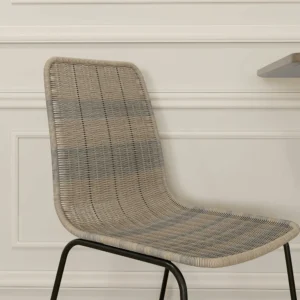 HOMCOM Σετ 2 καρέκλες τραπεζαρίας Boho Chic Style με Χαμηλή Πλάτη και κάλυμμα PE Rattan, κίτρινο 83A-134V00YL - Image 6