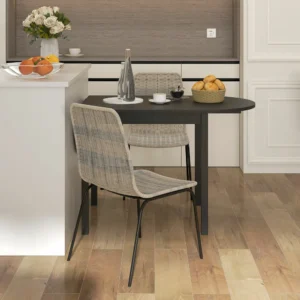 HOMCOM Σετ 2 καρέκλες τραπεζαρίας Boho Chic Style με Χαμηλή Πλάτη και κάλυμμα PE Rattan, κίτρινο 83A-134V00YL - Image 7