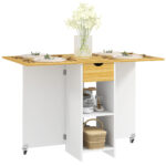 HOMCOM  Πτυσσόμενο Τραπέζι Φαγητού για 2-4 Άτομα με 2 Πτυσσόμενα Φύλλα