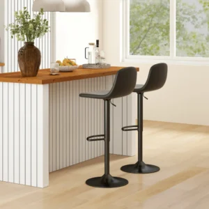 HOMCOM 2 Μαύρα Ρυθμιζόμενα Σκαμπό Μπαρ με Πλάτη και Υποπόδιο, Δέρμα PU 83A-264V00BK - Image 8