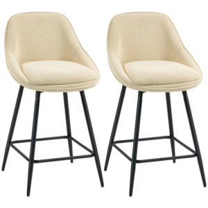 HOMCOM Σετ 2 Περιστρεφόμενα Σκαμπό Μπαρ με Πλάτη και Μπράτσα