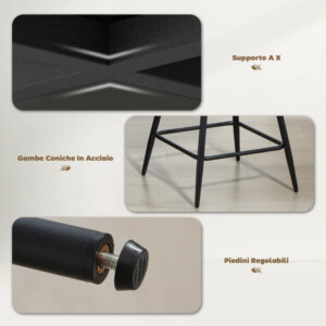 HOMCOM Σετ 2 Περιστρεφόμενα Σκαμπό Μπαρ με Πλάτη και Μπράτσα, Επένδυση από Ψαροκόκαλο Βελούδο και Υποπόδιο, Μπεζ 83A-344V00BG - Image 5