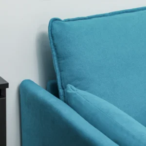 HOMCOM Αρθρωτός Καναπές 3 Θέσεων με Υποπόδιο και Μαξιλάρια Επένδυση από Φανέλα Μπλε 83B-013V00BU - Image 7