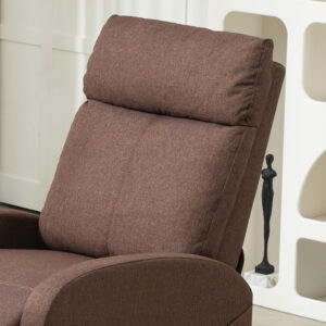 HOMCOM  Πολυθρόνα Χαλάρωσης Ανακλινόμενη με Υποπόδιο από Ύφασμα Εφέ Λινό, 69x85x100 εκ., Καφέ  83B-032V80BN - Image 6