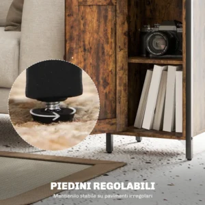 HOMCOM  Βιομηχανικό κομοδίνο με 2 ράφια και ρυθμιζόμενο εσωτερικό ράφι, από ξύλο και ατσάλι, 34x30x80 εκ., καφέ  83B-044V00RB - Image 7