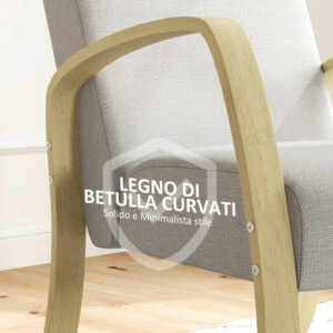 HOMCOM  Μοντέρνα Πολυθρόνα Σκανδιναβικού Στυλ με Επένδυση από Ύφασμα και Ξύλο Σημύδας, Γκρι  83B-057V00GY - Image 5